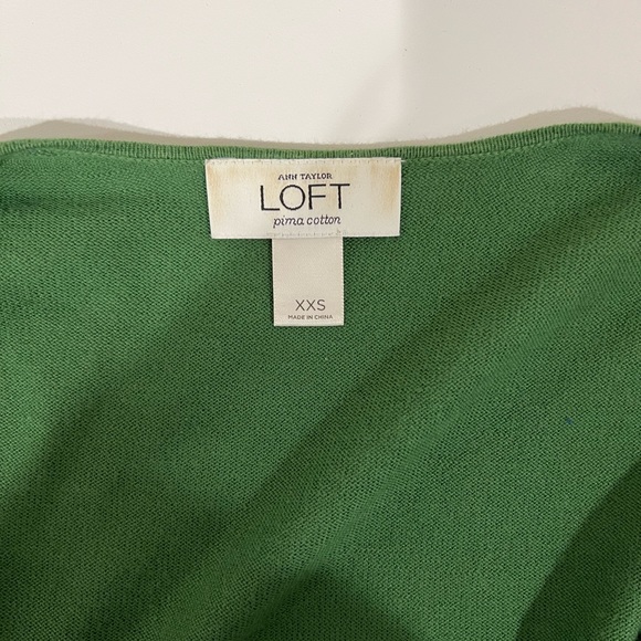 Ann Taylor LOFT Pima Cotton Crewneck Cardigan, XXS, Balsam Green - Picture 3 of 3